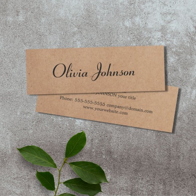 Cooler Elegant Kraft Paper Handwriting Consultant Mini Visitenkarte (Von Creator hochgeladen)