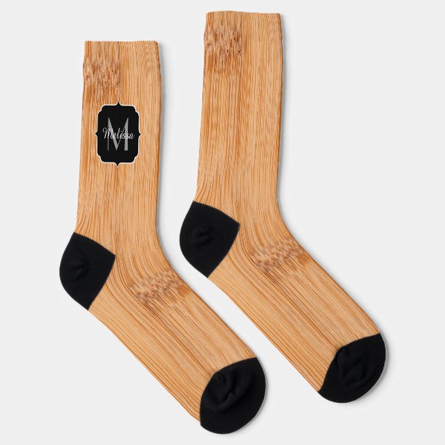 Cooler, eleganter Bambusholzprint Monogram Socken (Rechts)