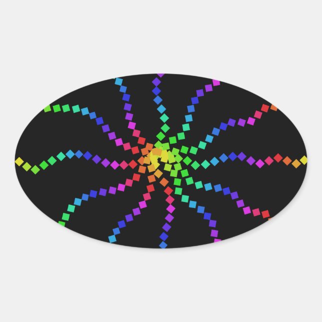 Cooler elektrischer Regenbogen-bunte Ovaler Aufkleber (Vorderseite)