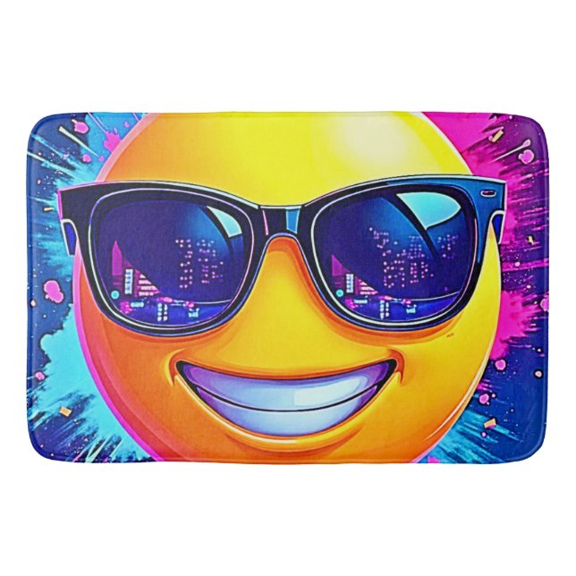 Cooler 😎 Emoji Splash Spaß Badematte (Vorderseite)