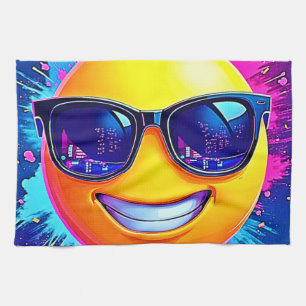Cooler 😎 Emoji Splash Spaß Geschirrtuch