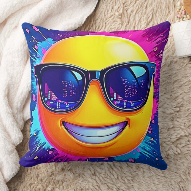 Cooler 😎 Emoji Splash Spaß Kissen (Decke)