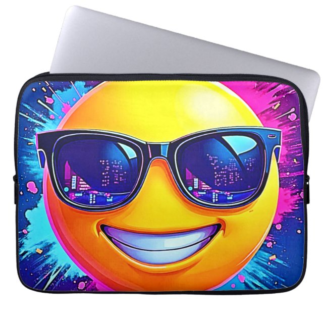 Cooler 😎 Emoji Splash Spaß Laptopschutzhülle (Vorderseite)