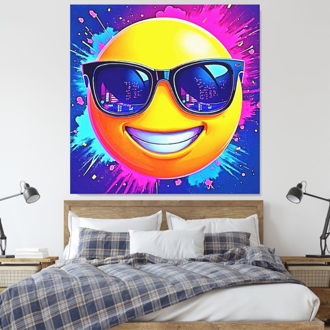 Cooler 😎 Emoji Splash Spaß Leinwanddruck (Insitu (Schlafzimmer))