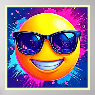 Cooler 😎 Emoji Splash Spaß Poster