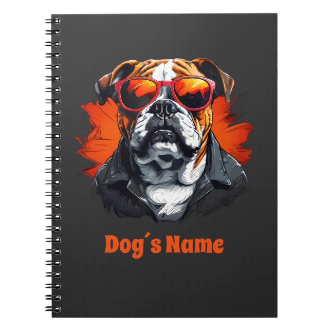 Cooler englischer Bulldog mit Sonnenbrille Notizblock (Vorderseite)