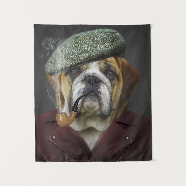 Cooler englischer Bulldog-Rauchmelder Wandteppich (Vorderseite)