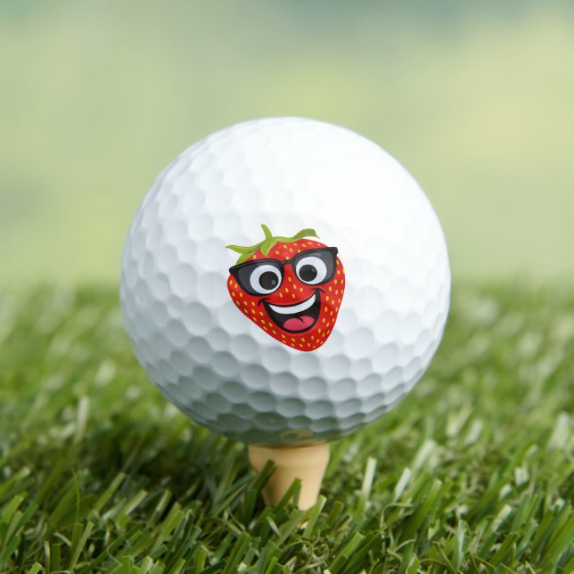 Cooler Erdbeer-Charakter – Lustige Kawaii-Fruchtku Golfball (Insitu T-Shirt)