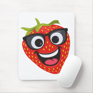 Cooler Erdbeer-Charakter – Lustige Kawaii-Fruchtku Mousepad