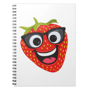 Cooler Erdbeer-Charakter – Lustige Kawaii-Fruchtku Notizblock