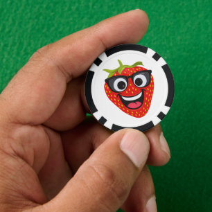 Cooler Erdbeer-Charakter – Lustige Kawaii-Fruchtku Pokerchips
