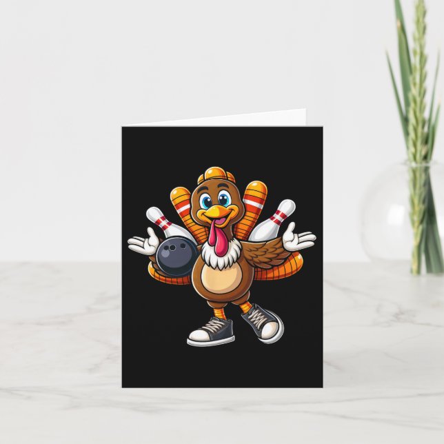Cooler Erntedank Bowling Gobble Player Türkei Bow Karte (Vorderseite)