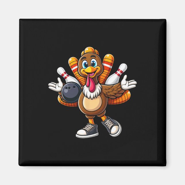 Cooler Erntedank Bowling Gobble Player Türkei Bow Magnet (Vorne)