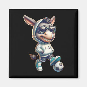 Cooler Esel-Fußballspieler mit Sonnenbrille und Ho Magnet