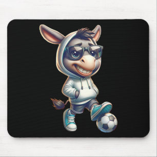 Cooler Esel-Fußballspieler mit Sonnenbrille und Ho Mousepad