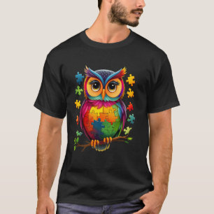 Cooler Eule-Autismus-Bewusstseins-Puzzle Lustige E T-Shirt