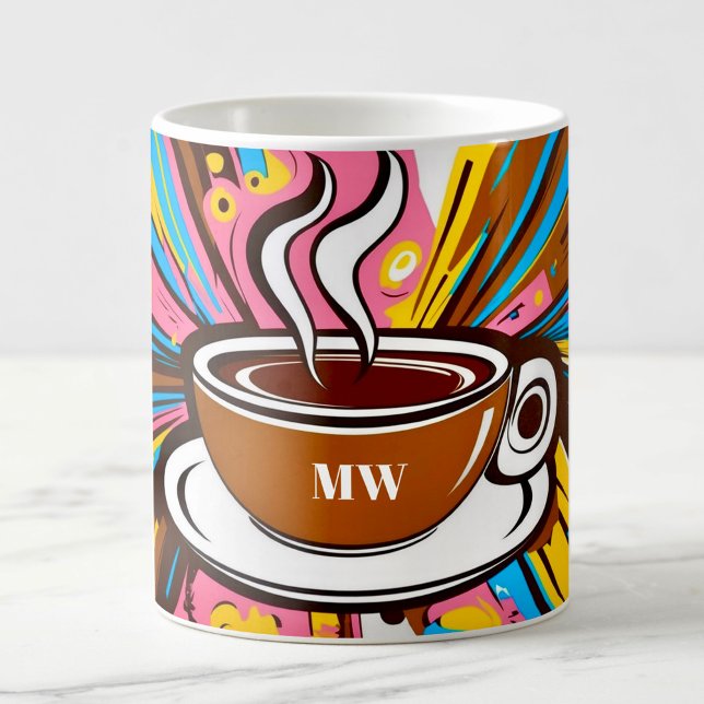 Cooler, farbenfroher Pop Art mit eigenen Initialen Kaffeetasse (Von Creator hochgeladen)