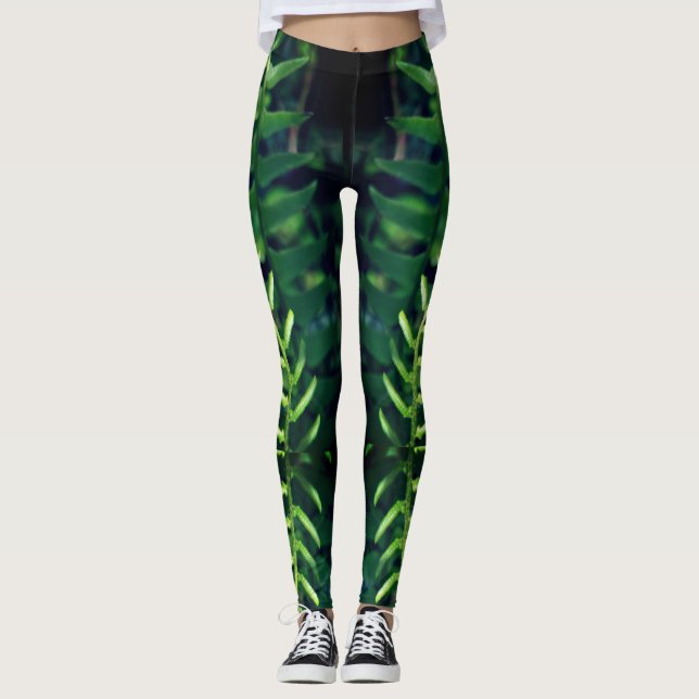 Cooler Farn-Blatt-Druck auf Leggins (Vorderseite)