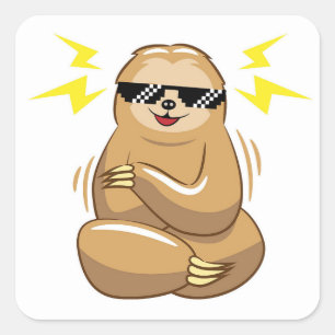 Cooler Faultier mit Sonnenbrille Quadratischer Aufkleber