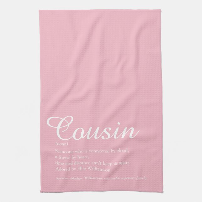 Cooler Favorit für jeden Cousin in Rosa Definition Geschirrtuch (Vertikal)