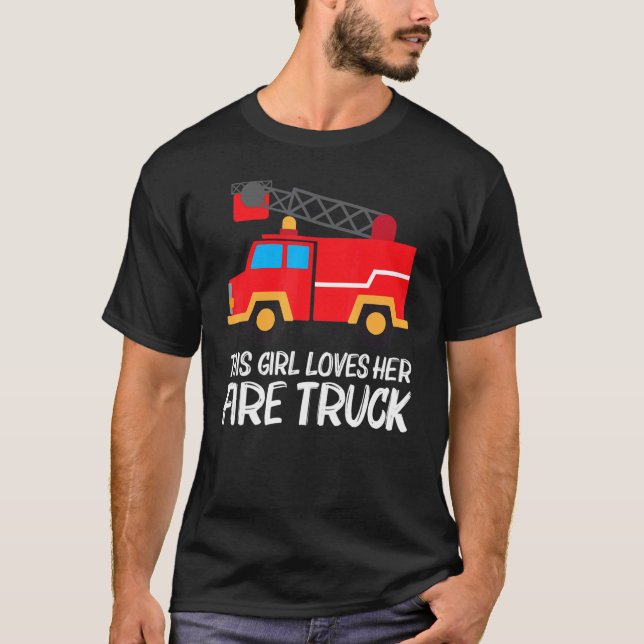 Cooler Feuerzug für Mädchen Kids Feuerwehrauto T-Shirt (Vorderseite)