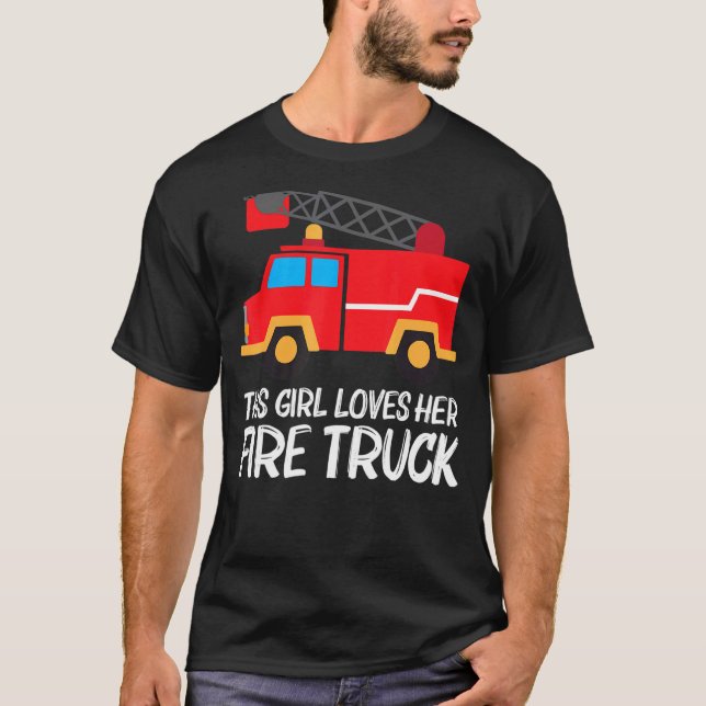 Cooler Feuerzug für Mädchen Kids Feuerwehrauto T-Shirt (Vorderseite)