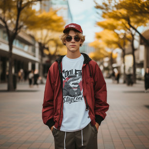 Cooler Fin Shark Illustration T - Shirt