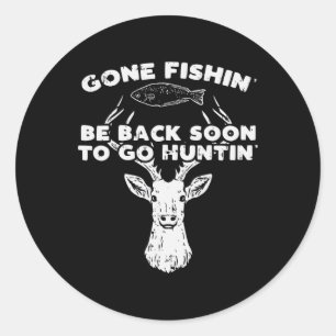 Cooler Fischfang Bald auf der Jagd auf den Hirschh Runder Aufkleber
