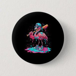 Cooler Flamingo Baseball Eis Drip lustiger Sport Button
