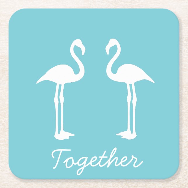 Cooler Flamingo Couple Paper Untersetzer (Vorderseite)