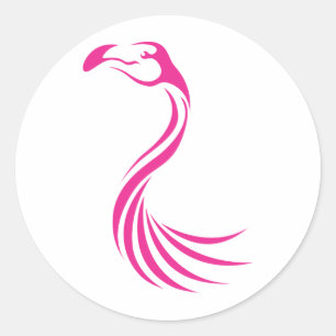 Cooler Flamingo Großer Swish Logo Icon Style Runder Aufkleber