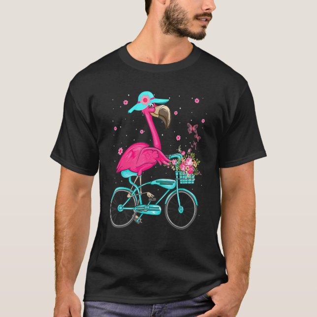 Cooler Flamingo Reiten T-Shirt (Vorderseite)