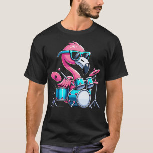 Cooler Flamingo spielt Schlagzeug Musik Vibe T-Shirt