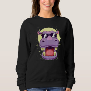 Cooler Flusspferd Süßer Hippopotamus Sonnenbrille Sweatshirt