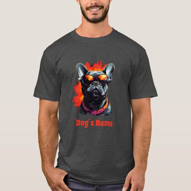Cooler französischer Bulldog mit Sonnenbrille T-Shirt (Vorderseite)