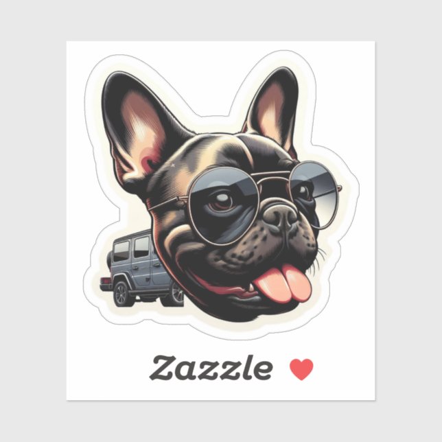 Cooler französischer Bulldog mit Sonnenbrille und  Aufkleber (Blatt)