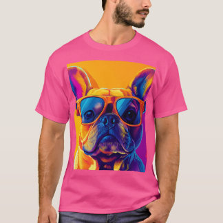 Cooler Französischer Bulldogge Hund mit Sonnenbril T-Shirt