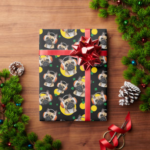 Cooler Französischer Bulldogge mit Ohrenschützern Geschenkpapier