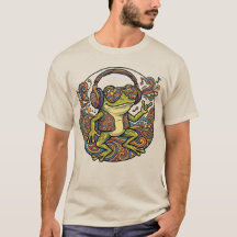 Cooler Frosch mit Kopfhörern Ästhetik Retro Grafik