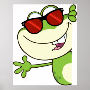 Cooler Frosch mit roter Sonnenbrille Poster