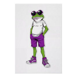 Cooler Frosch Poster – Lustige Brillen Frosch Kind