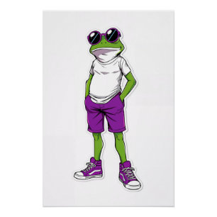 Cooler Frosch Poster – Lustige Brillen Frosch Kind