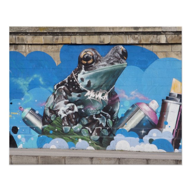 Cooler Frosch zwischen Spray Cans Graffiti Poster (Vorderseite)