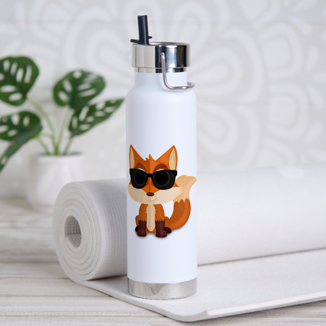 Cooler Fuchs mit Sonnenbrille Süße Cartoon Trinkflasche (Yoga (gedreht)