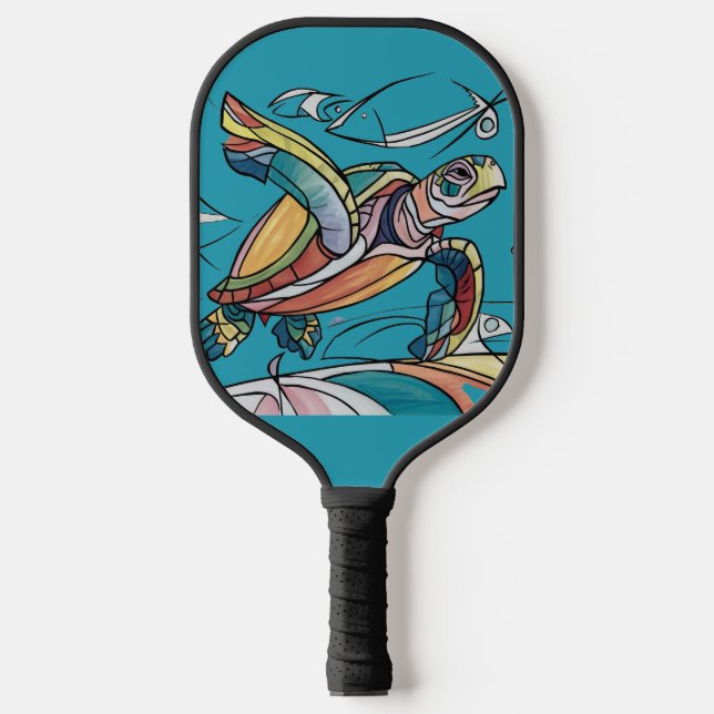 Cooler Fun Sea Turtle Beach Abstrakte Kunst Pickleball Schläger (Vorderseite)
