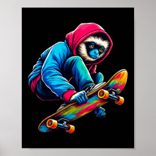 Cooler Funky Siamang-Affe Skateboard fahren Illust Poster