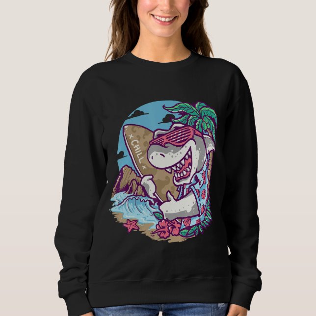 Cooler Funny Shark Style trägt Sonnenbrillen & ber Sweatshirt (Vorderseite)