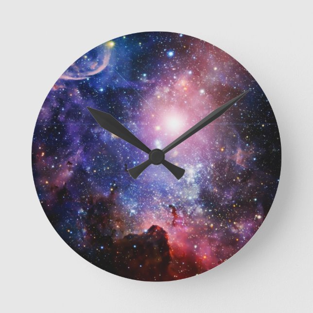 Cooler Galaxiennebel Runde Wanduhr (Vorderseite)