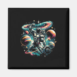 Cooler Galaxy Bodybuilder Astronaut auf der Bodybu Magnet