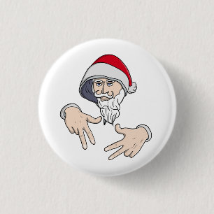 Cooler Gangsta Hip Hop Hand Rap Weihnachtsmann Button
